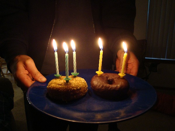 Donuts with birthday candles