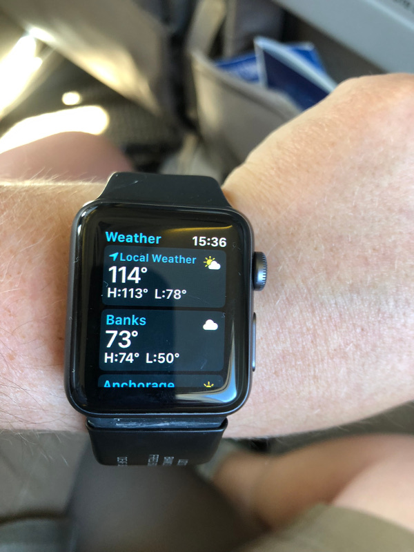 Watch showing 114 degrees